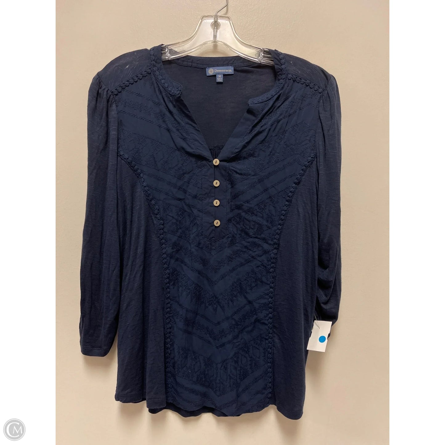 Top Long Sleeve By Democracy In Navy, Size: M