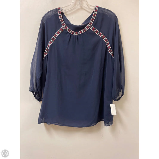 Top Long Sleeve By Skies Are Blue In Navy, Size: L