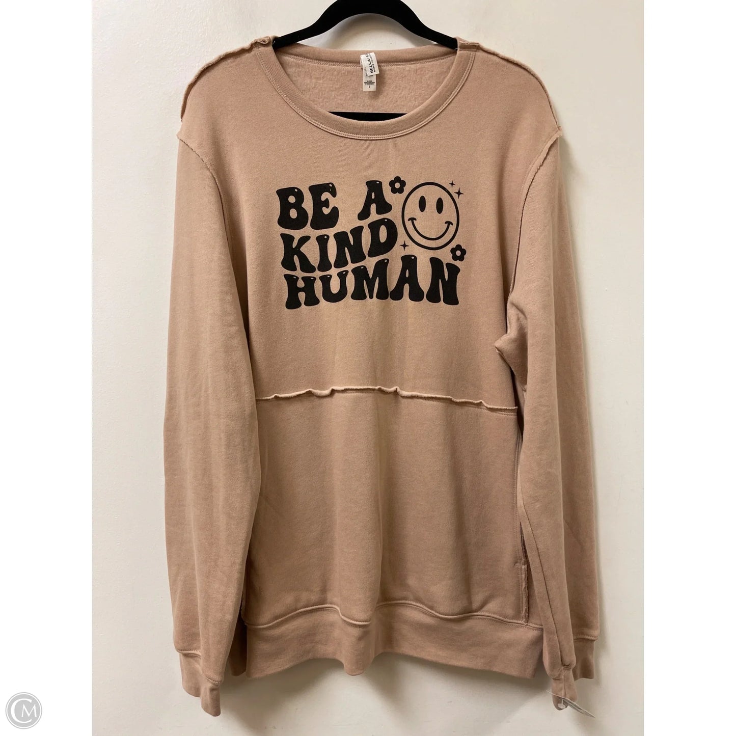 Sweatshirt Crewneck By Bella + Canvas In Tan, Size: L