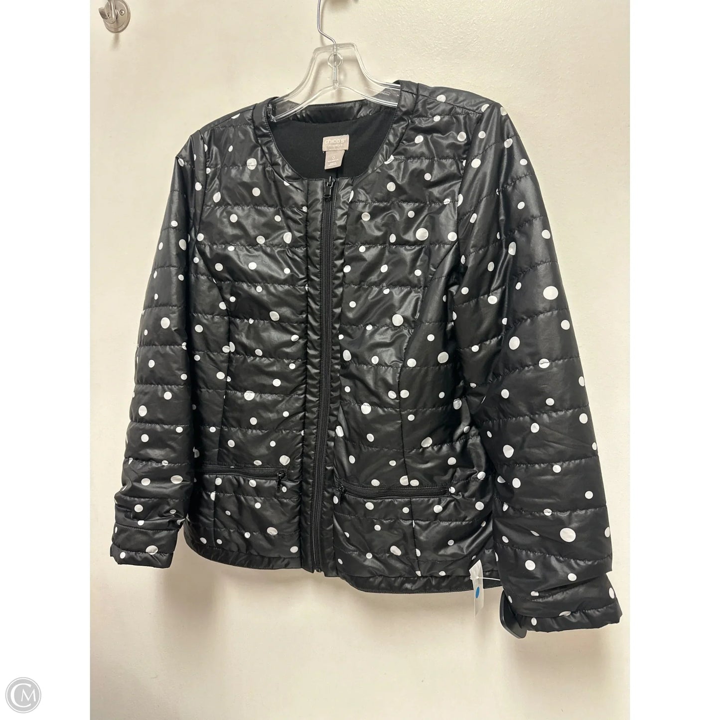 Jacket Puffer & Quilted By Chicos In Polkadot Pattern, Size: S