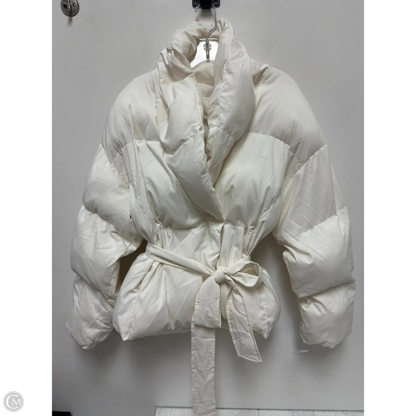 Jacket Puffer & Quilted By Moon River In Cream, Size: M