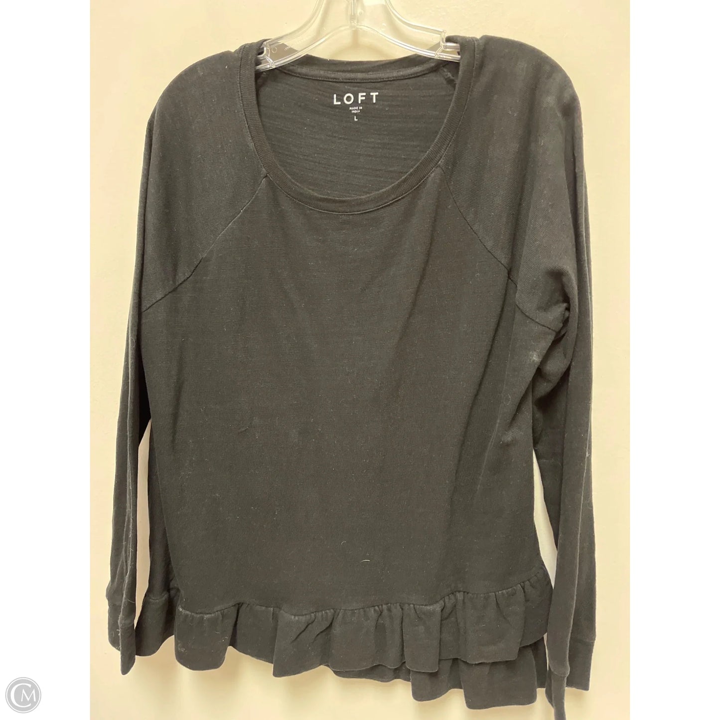 Top Long Sleeve By Loft In Black, Size: L