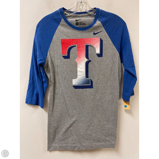 Athletic Top Long Sleeve Crewneck By Nike In Grey, Size: L