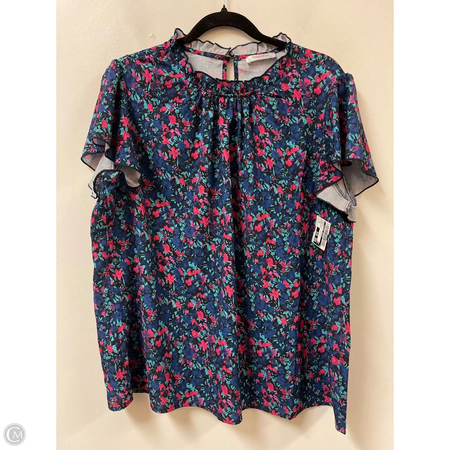Top Short Sleeve By Clothes Mentor In Floral Print, Size: Xl