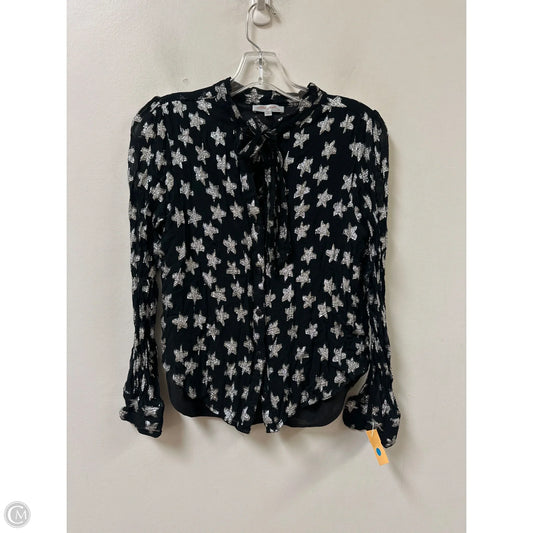 Blouse Long Sleeve By Clothes Mentor In Black & Silver, Size: M