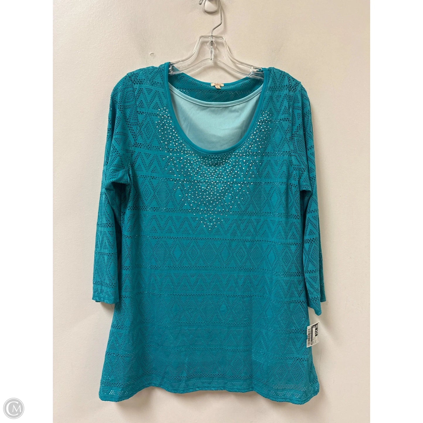Tunic Long Sleeve By Reba In Blue & Brown, Size: L