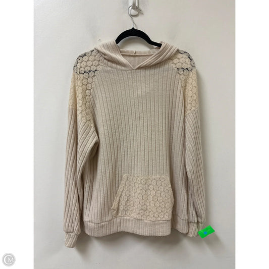 Sweatshirt Hoodie By Clothes Mentor In Cream, Size: 1x