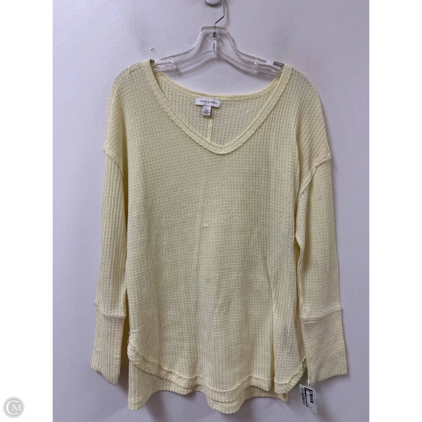 Tunic Long Sleeve By Vintage America In Yellow, Size: L
