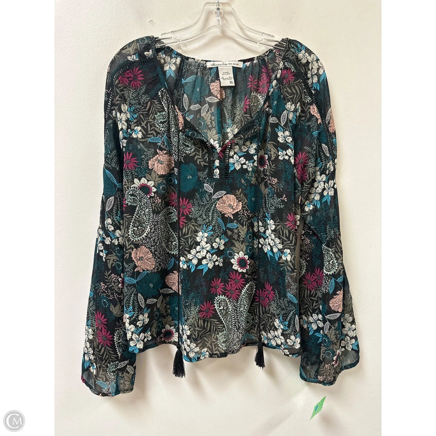 Top Long Sleeve By America Rag In Floral Print, Size: Xl