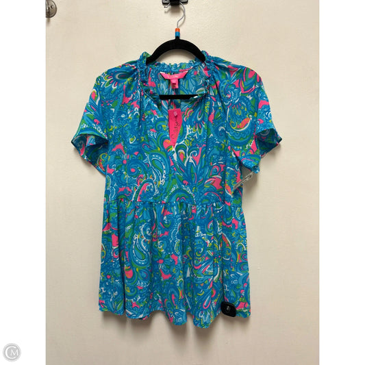 Top Short Sleeve Designer By Lilly Pulitzer In Blue, Size: S