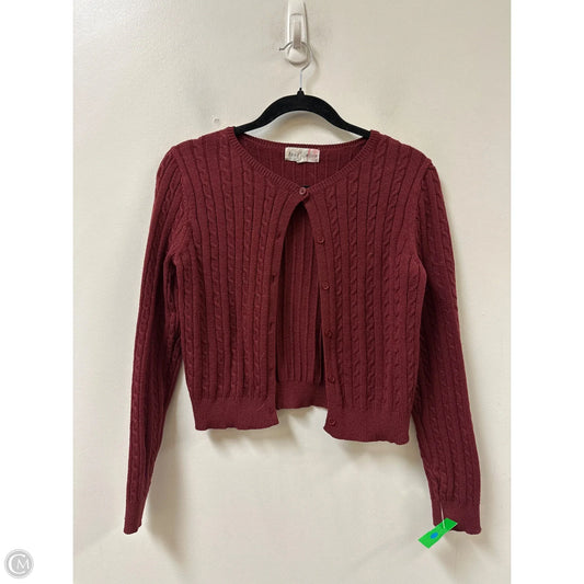 Sweater Cardigan By Clothes Mentor In Red, Size: M