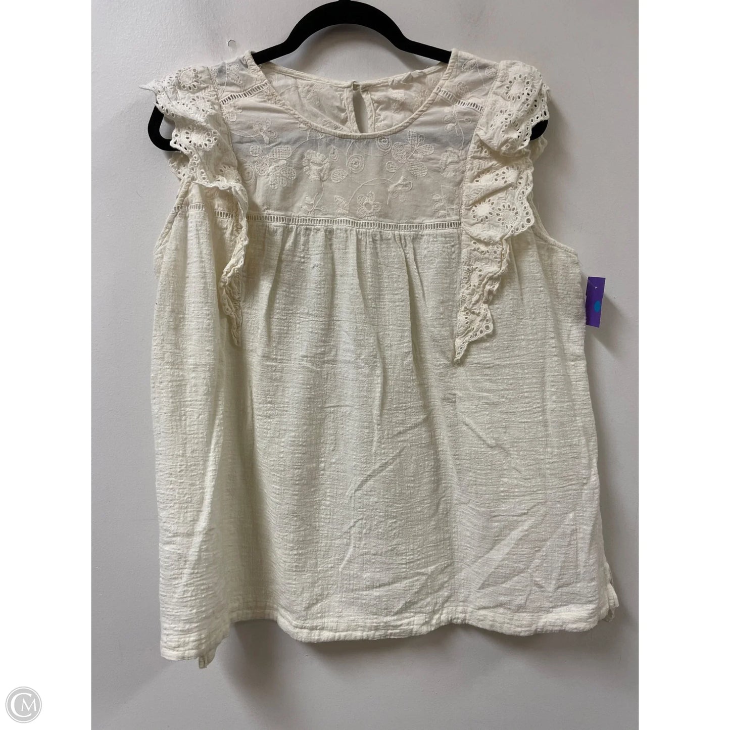 Top Sleeveless By Oddi In Cream, Size: 2x