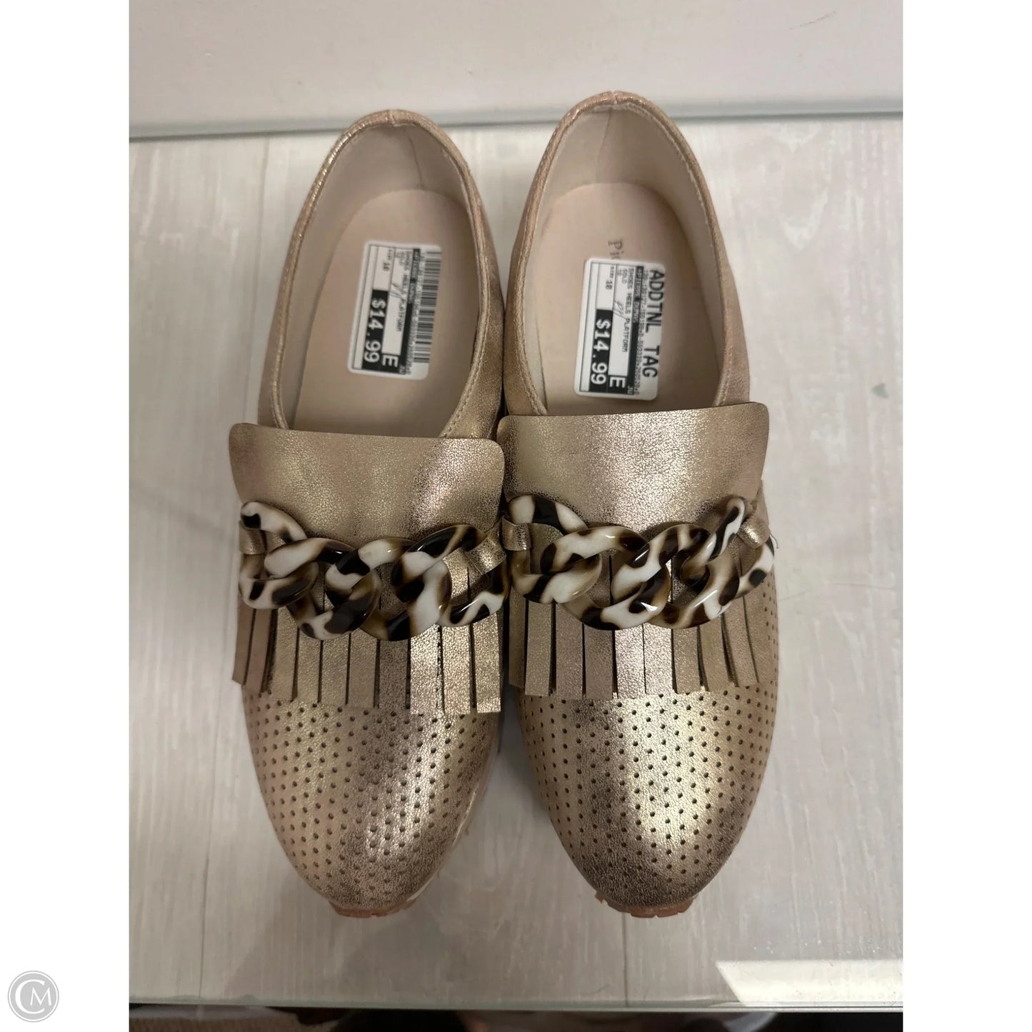Shoes Heels Platform By Pierre Dumas In Gold, Size: 10
