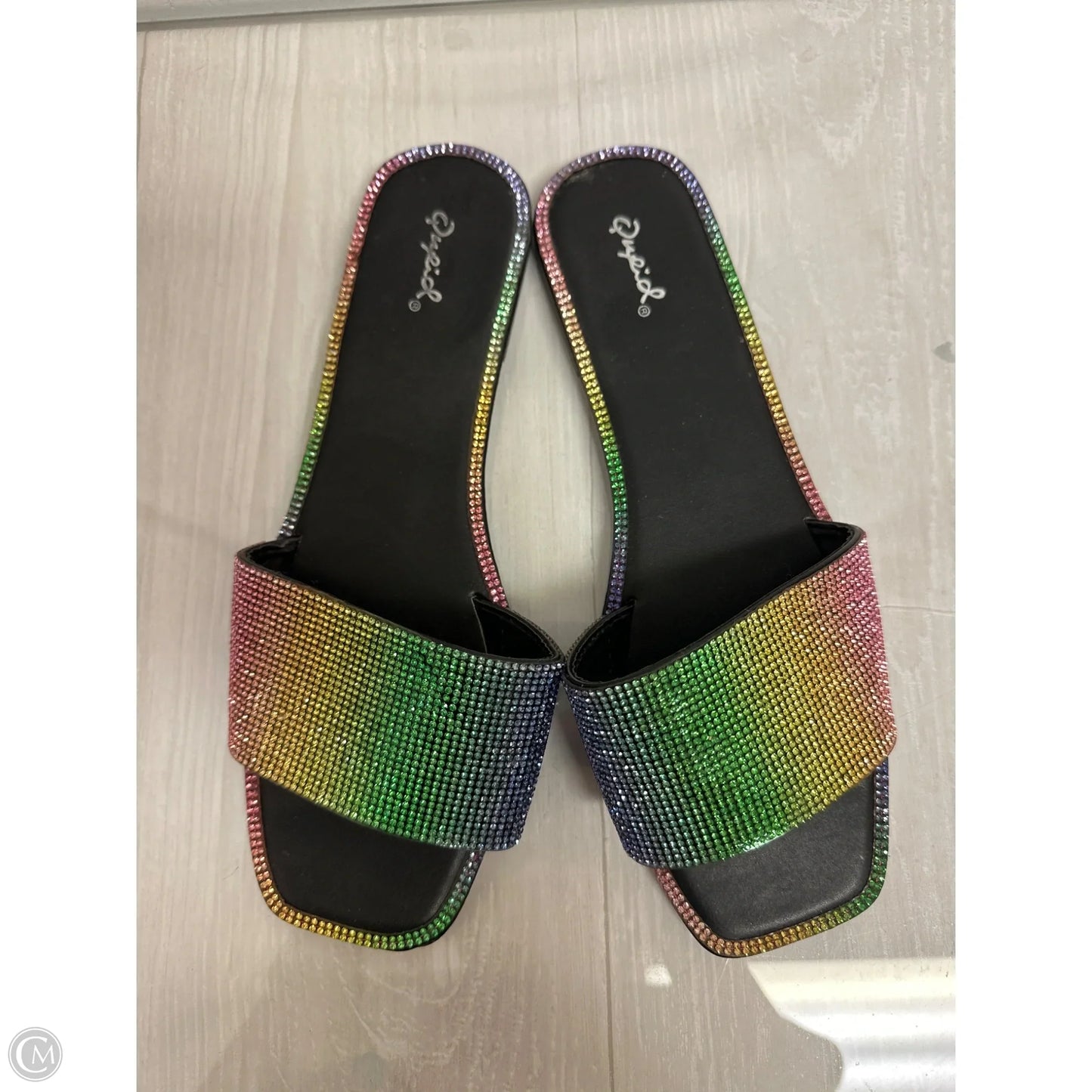 Sandals Flats By Qupid In Rainbow Print, Size: 10