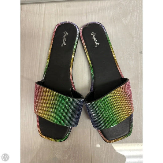 Sandals Flats By Qupid In Rainbow Print, Size: 10