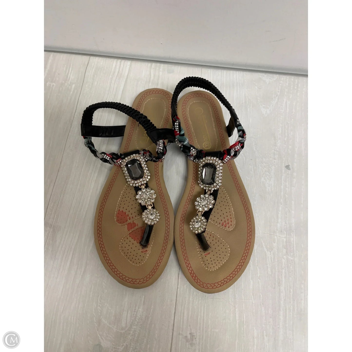 Sandals Flats By Clothes Mentor In Black, Size: 9