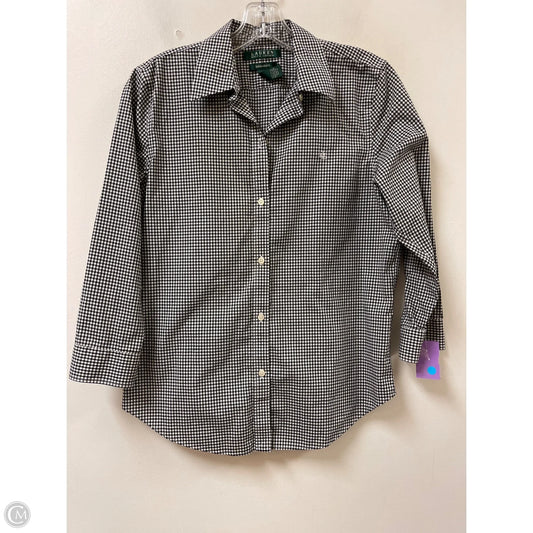 Blouse Long Sleeve By Lauren By Ralph Lauren In Checkered Pattern, Size: S