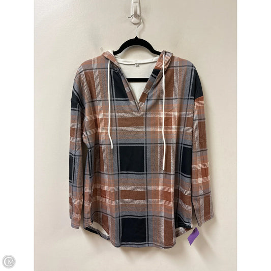 Sweatshirt Hoodie By Clothes Mentor In Plaid Pattern, Size: M