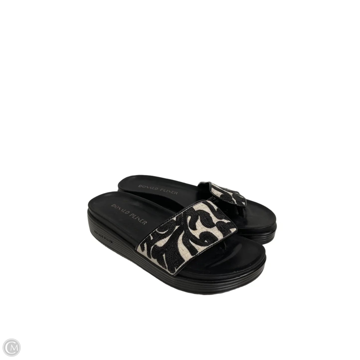 Sandals Flats By Donald Pliner In Black & White, Size: 7