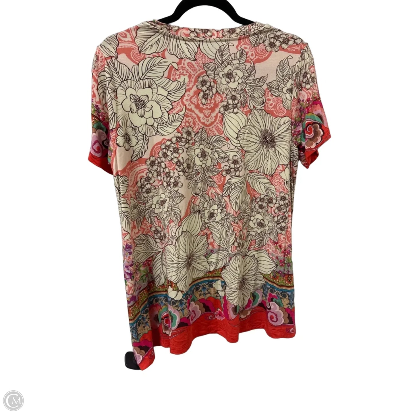 Top Short Sleeve Designer By Johnny Was In Floral Print, Size: L
