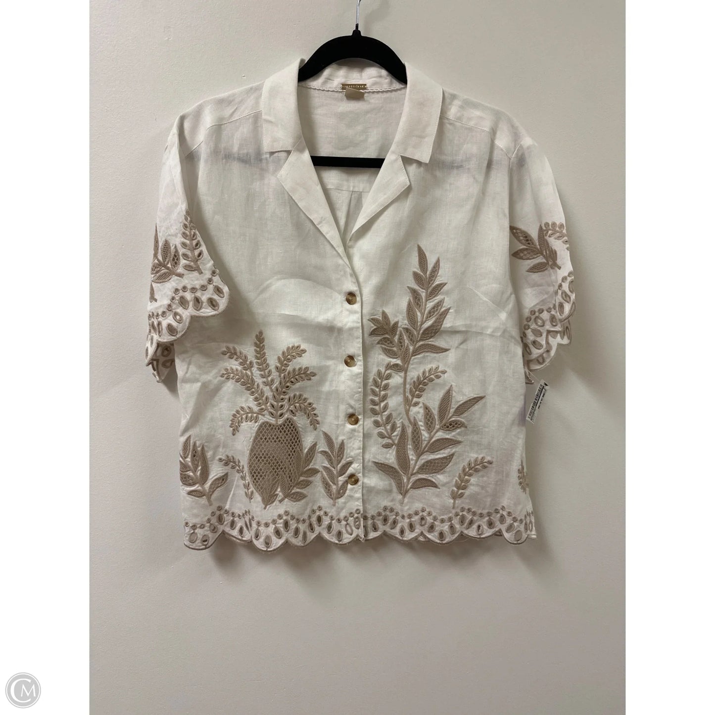 Blouse Short Sleeve By Magaschoni In White, Size: S