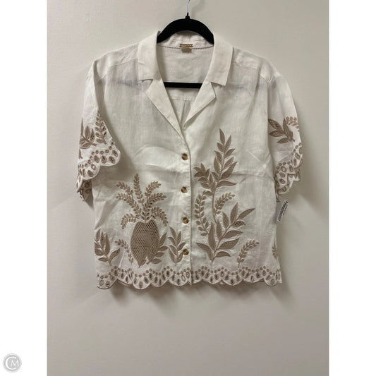 Blouse Short Sleeve By Magaschoni In White, Size: S