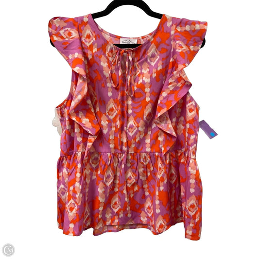 Top Short Sleeve By Emily Wonder In Orange & Pink, Size: M