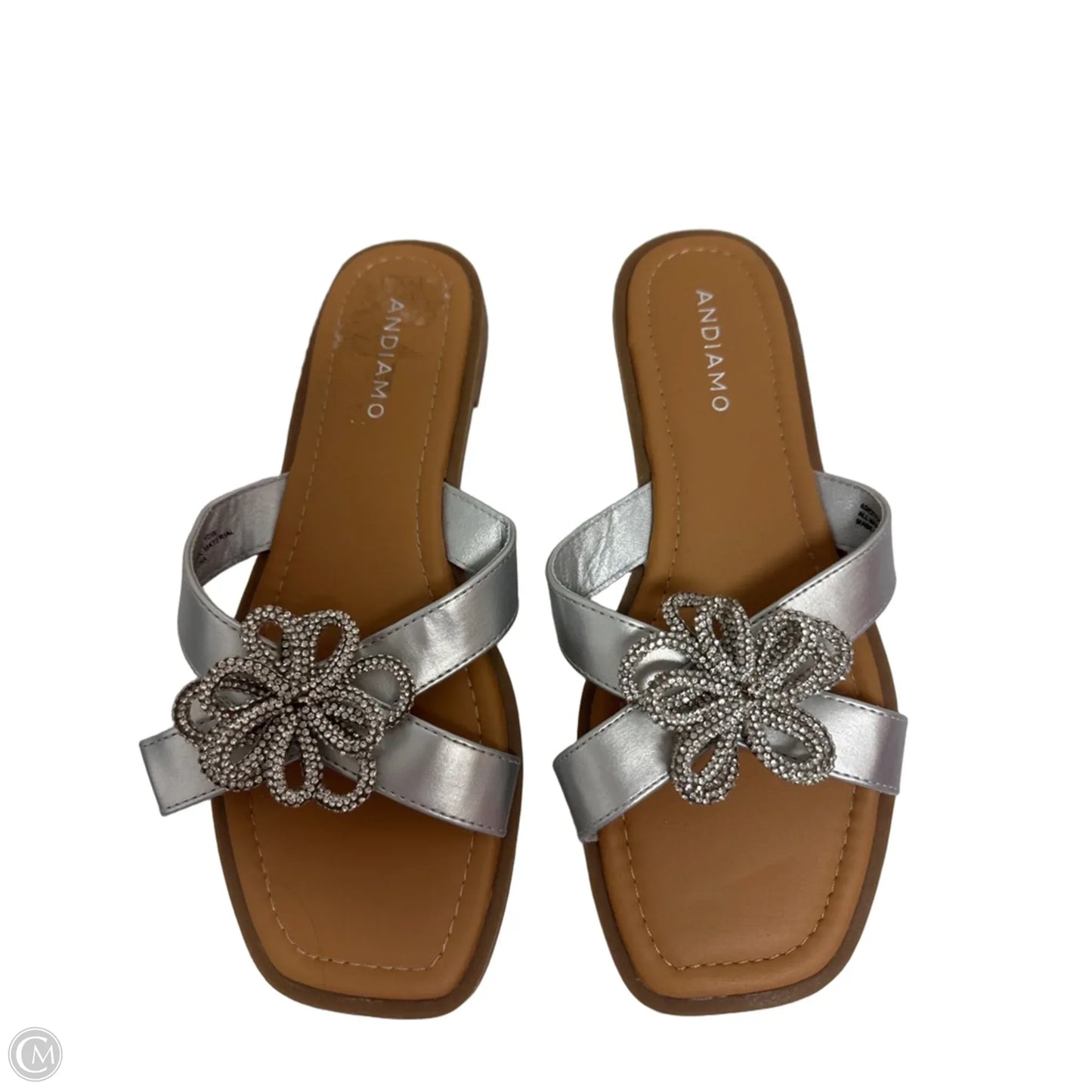 Sandals Flats By Clothes Mentor In Silver, Size: 10