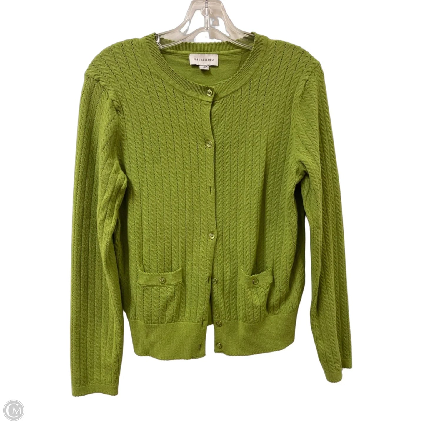 Sweater Cardigan By Free Assembly In Green, Size: M