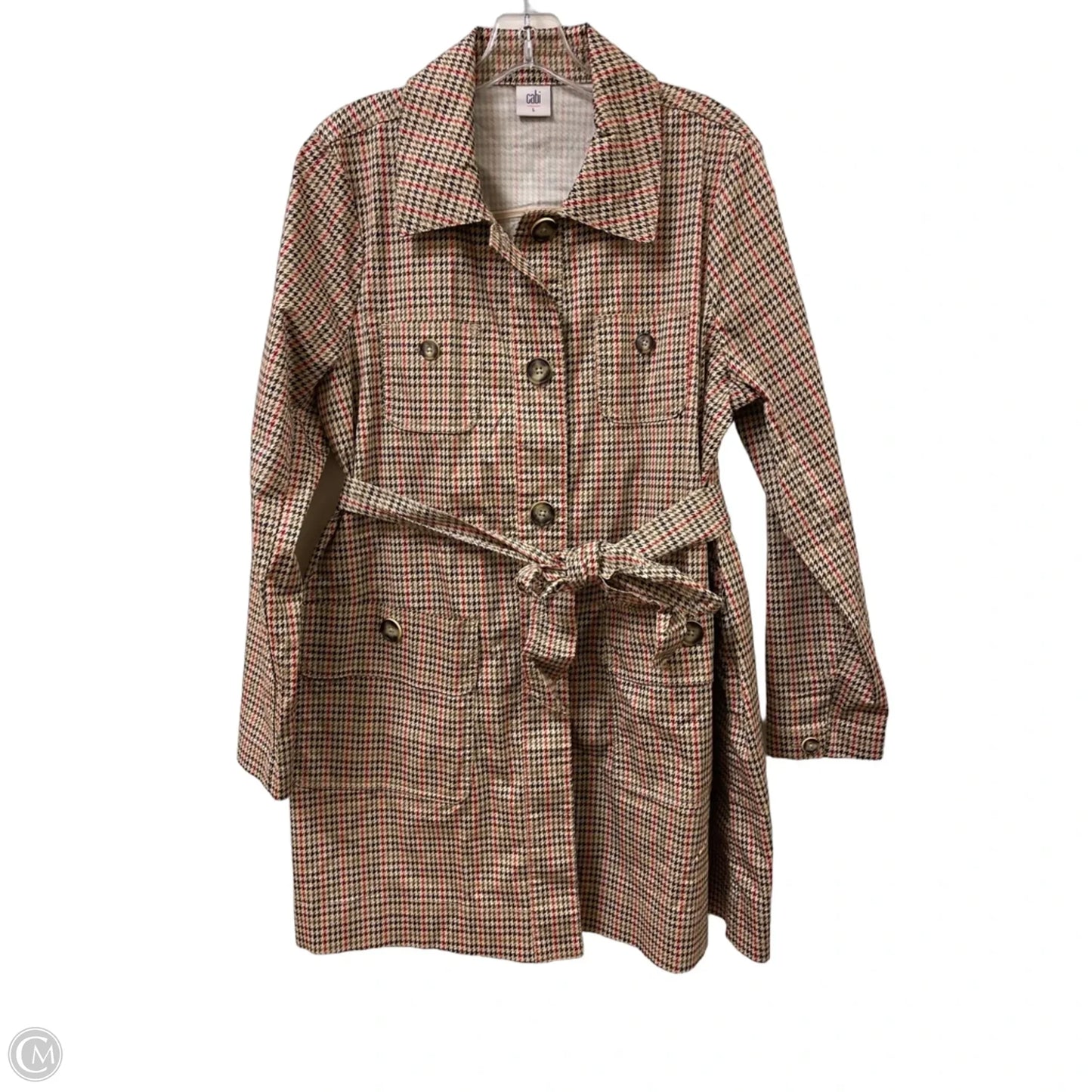 Coat Raincoat By Cabi In Plaid Pattern, Size: L