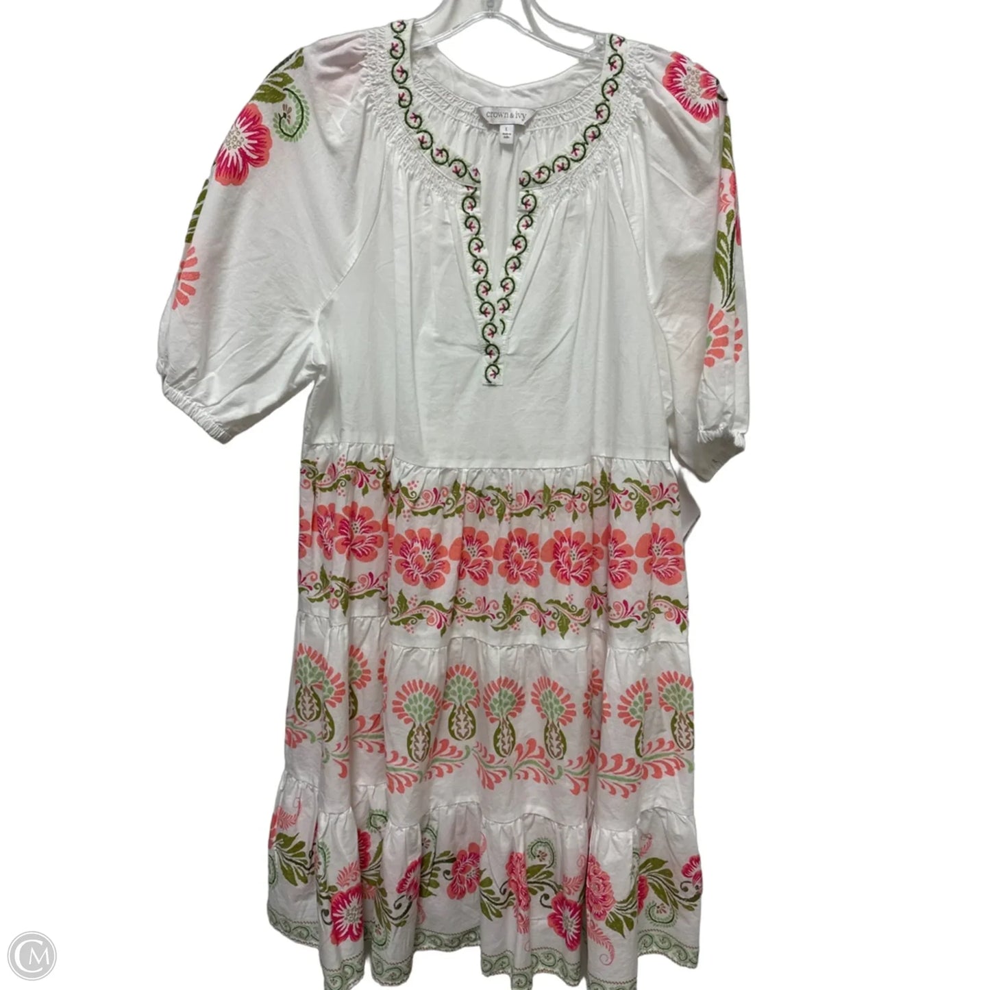 Dress Casual Midi By Crown And Ivy In Pink & White, Size: L