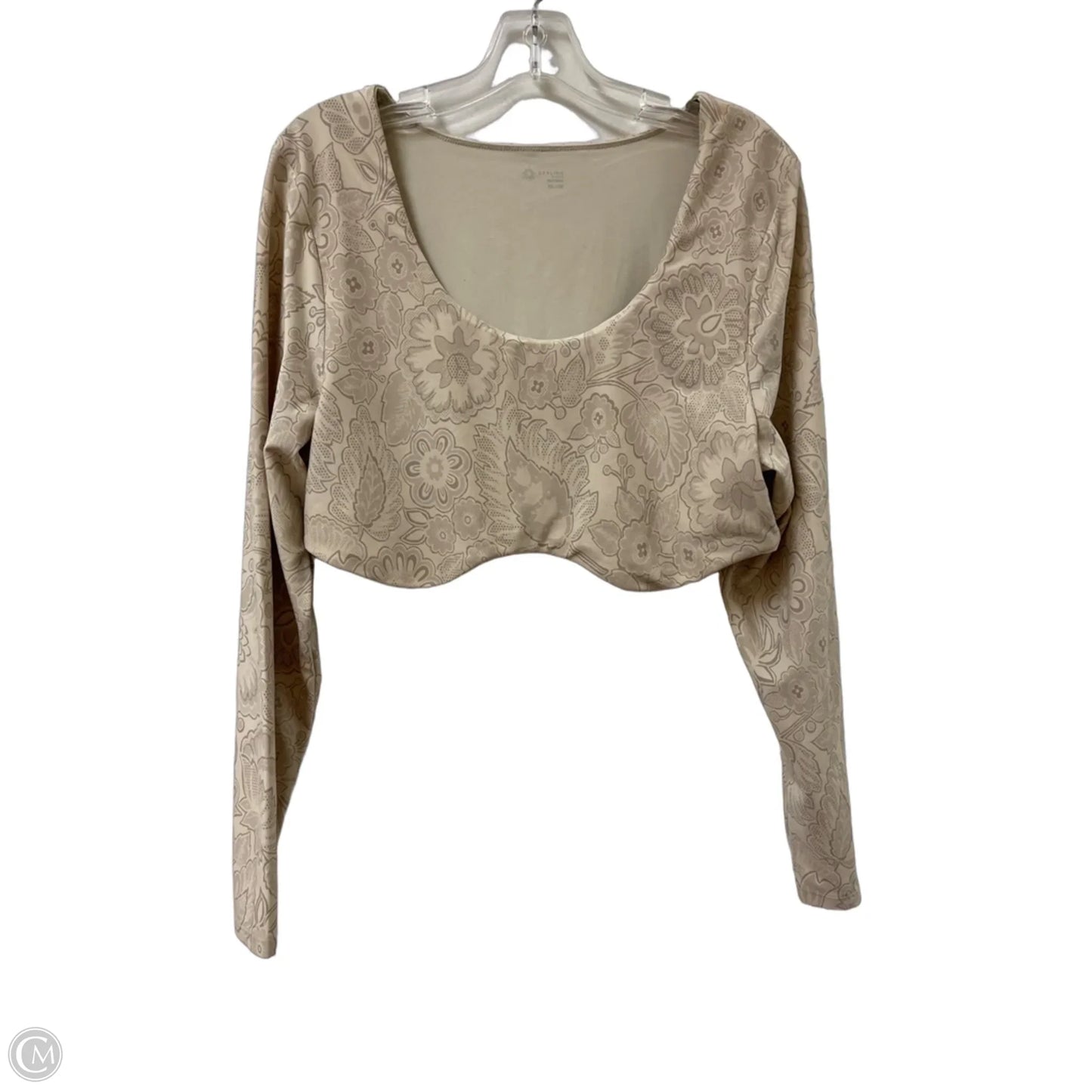 Athletic Top Long Sleeve Crewneck By Offline In Tan, Size: 1x