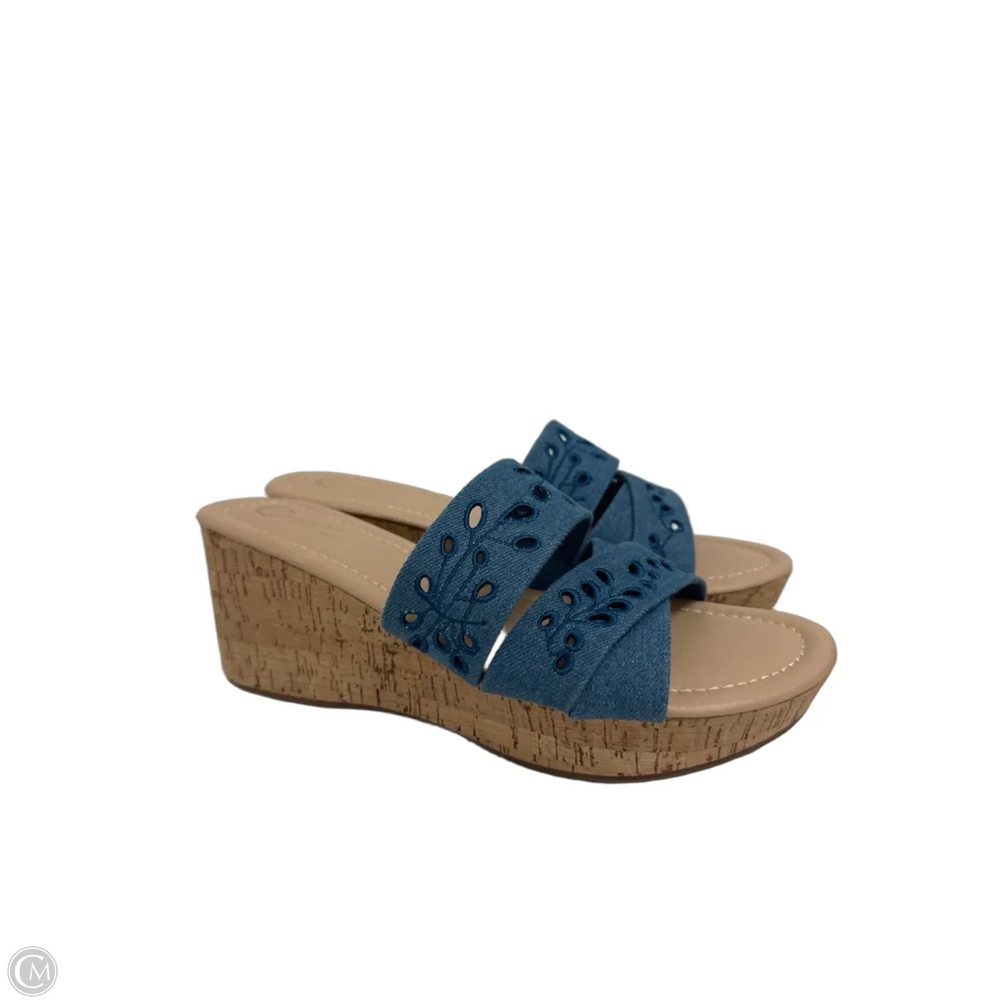 Sandals Heels Wedge By Cato In Blue, Size: 10