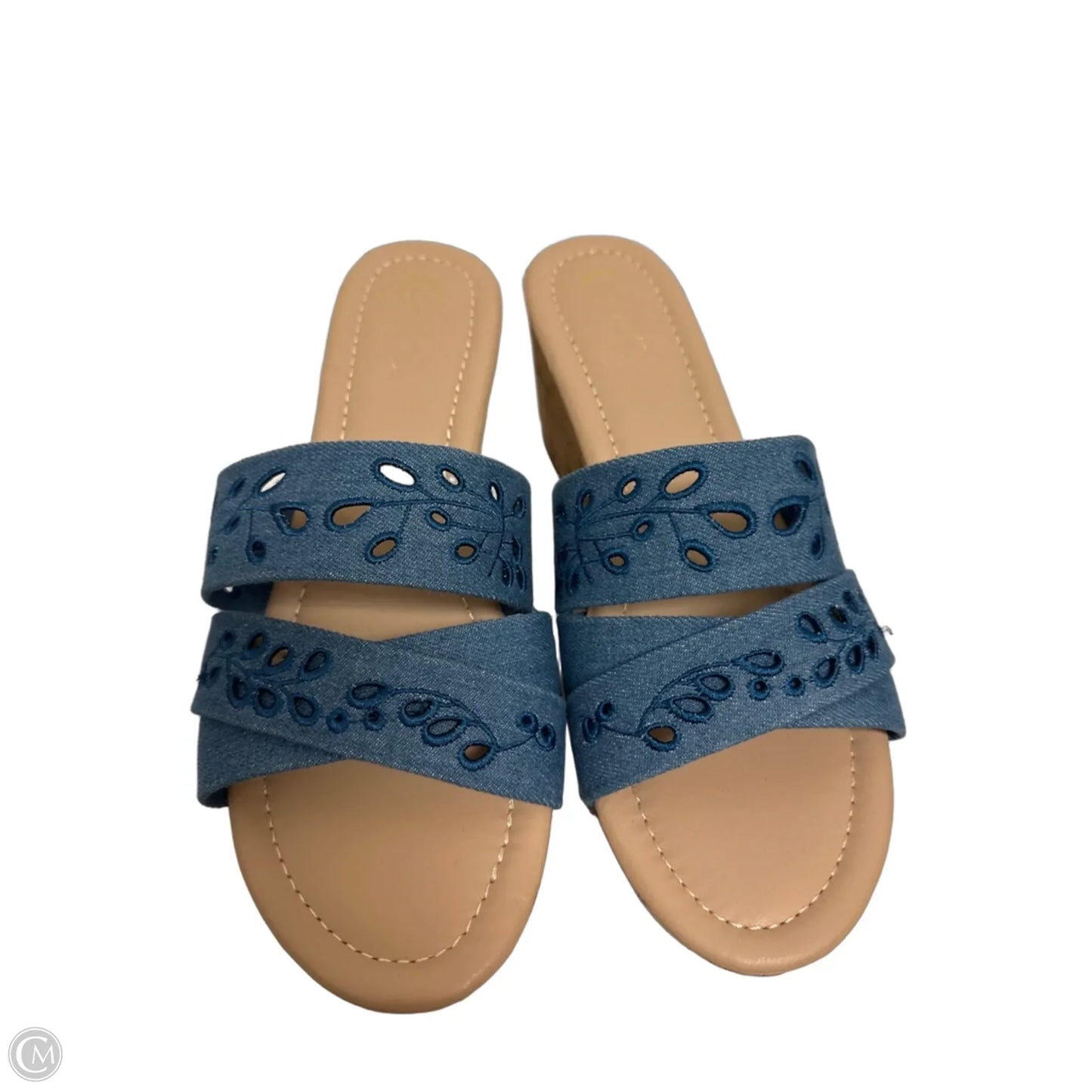 Sandals Heels Wedge By Cato In Blue, Size: 10