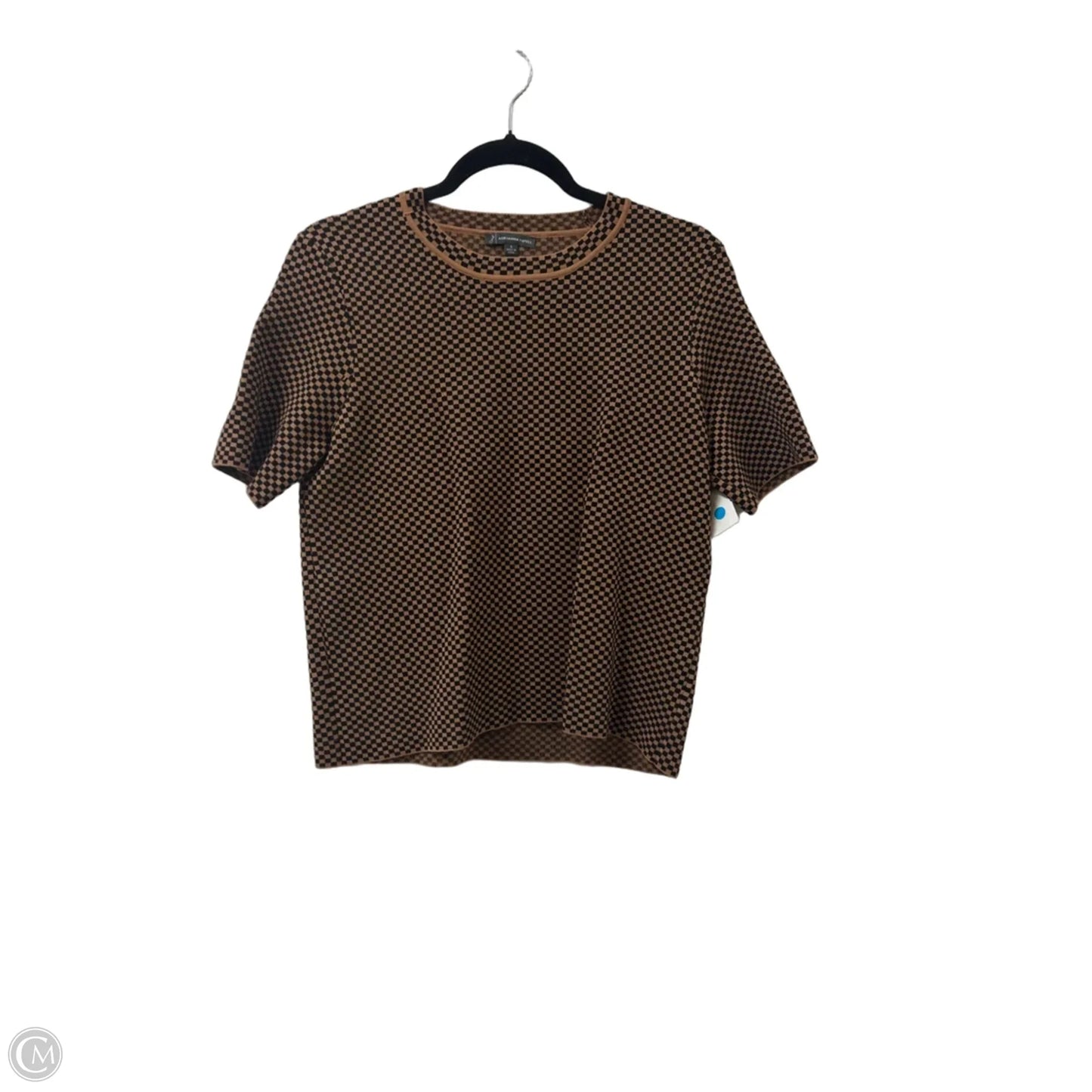 Sweater Short Sleeve By Adrianna Papell In Checkered Pattern, Size: S