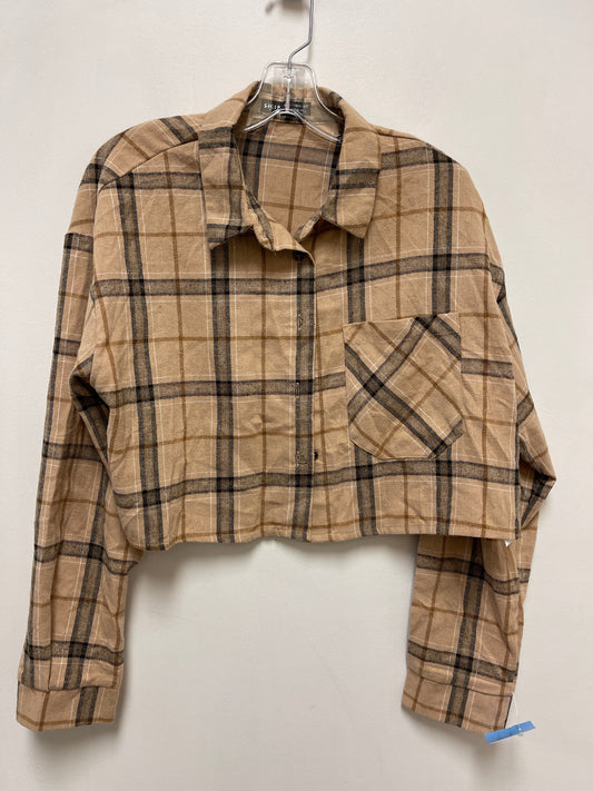 Blouse Long Sleeve By Shein In Tan, Size: L
