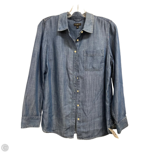 Blouse Long Sleeve By Talbots In Blue Denim, Size: M