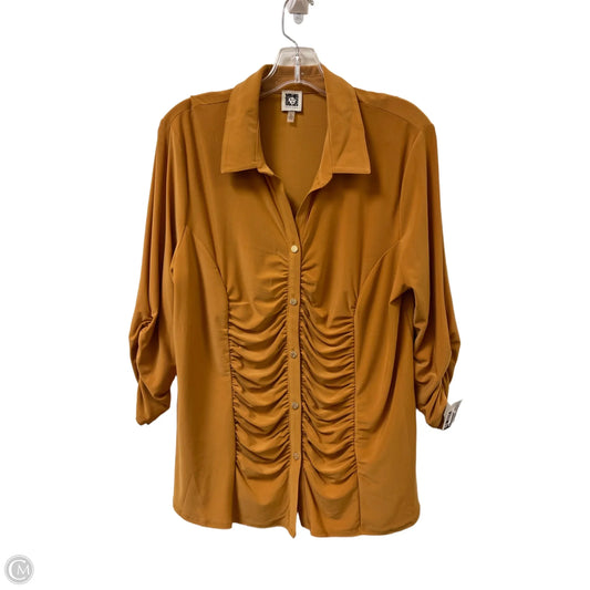 Blouse Long Sleeve By Anne Klein In Yellow, Size: Xl