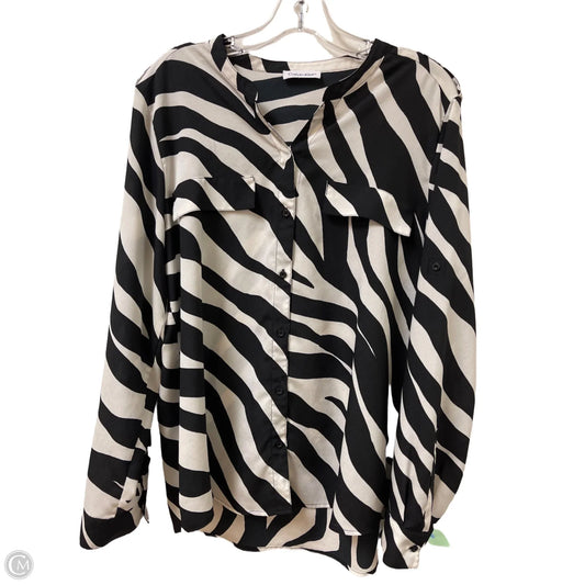 Blouse Long Sleeve By Calvin Klein In Zebra Print, Size: 1x