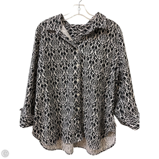 Blouse Long Sleeve By Clothes Mentor In Black & White, Size: 1x