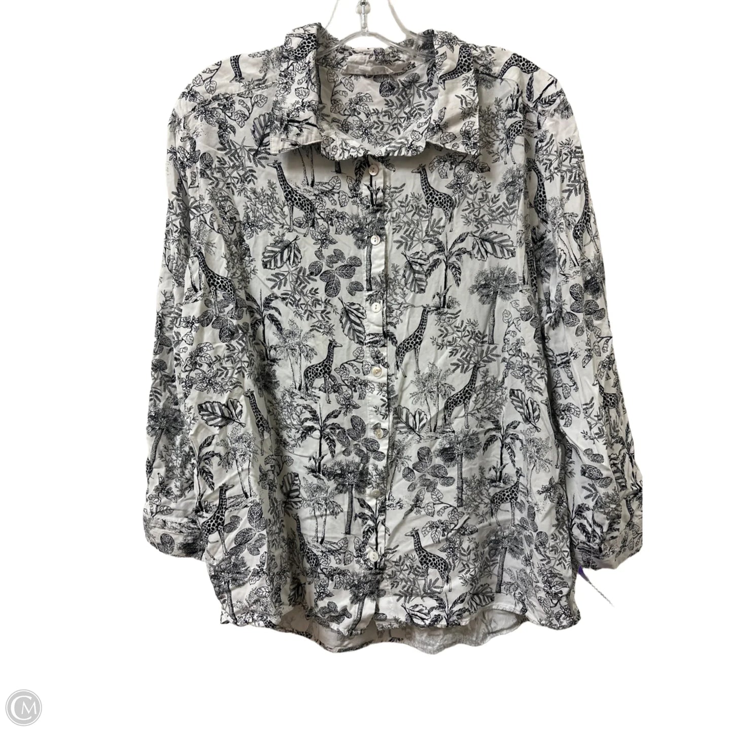 Blouse Long Sleeve By Jane And Delancey In Black & White, Size: 1x