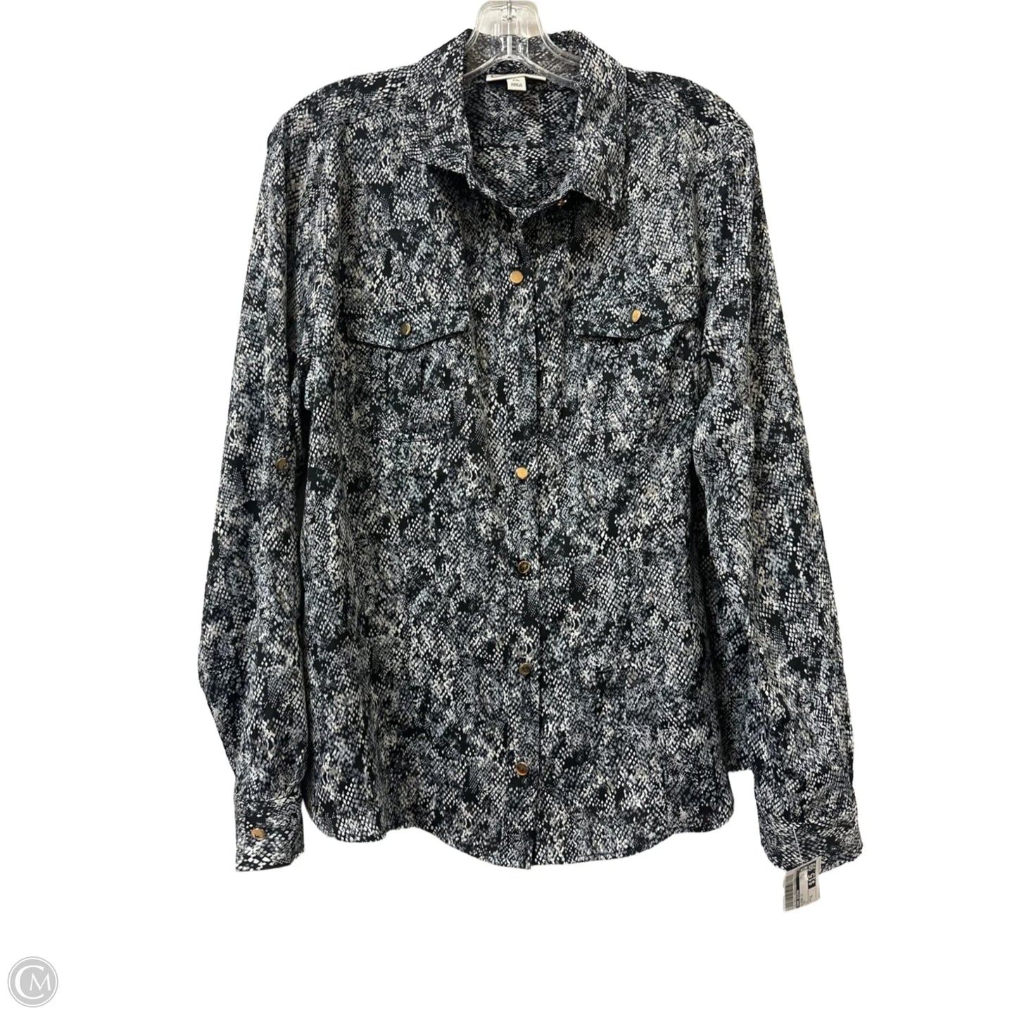 Blouse Long Sleeve By Dana Buchman In Grey, Size: Xl