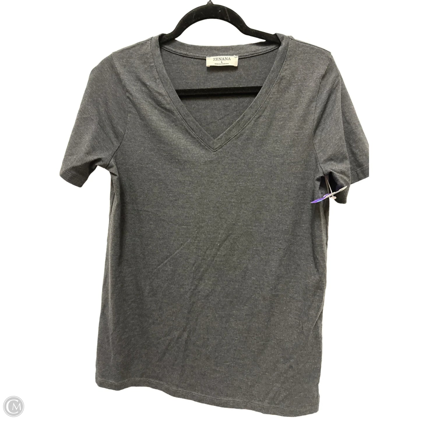 Top Short Sleeve By Zenana Outfitters In Grey, Size: L