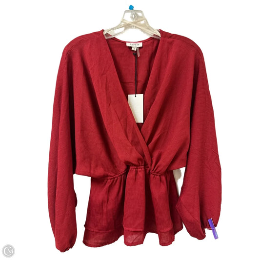 Top Long Sleeve By Andree By Unit In Red, Size: S