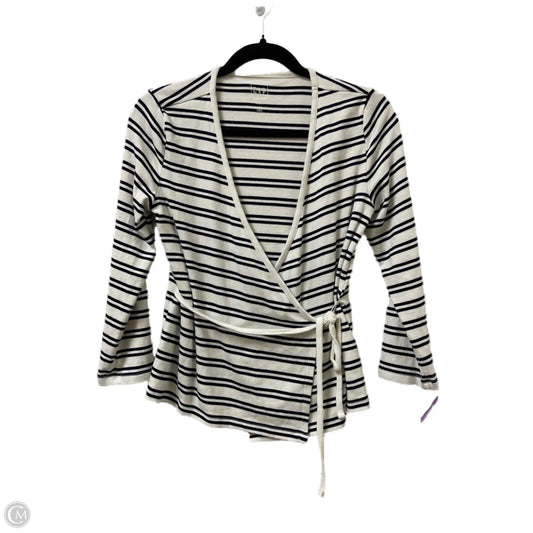 Sweater Cardigan By Gap In Blue & White, Size: M