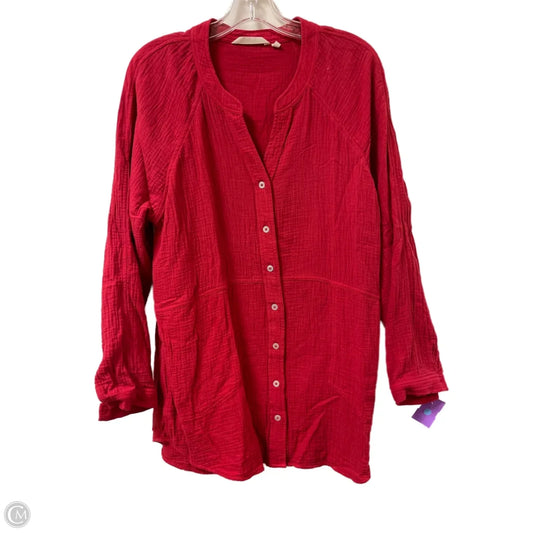 Tunic Long Sleeve By Soft Surroundings In Red, Size: L