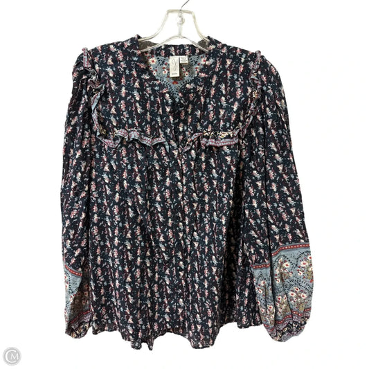 Blouse Long Sleeve By Joie In Navy, Size: Xl