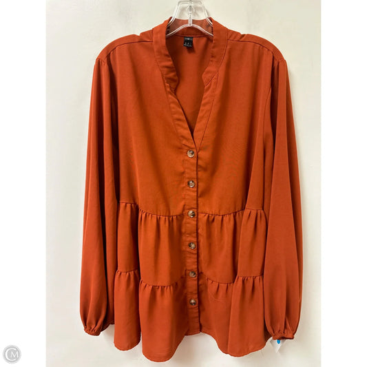 Top Long Sleeve By Shein In Orange, Size: 1x
