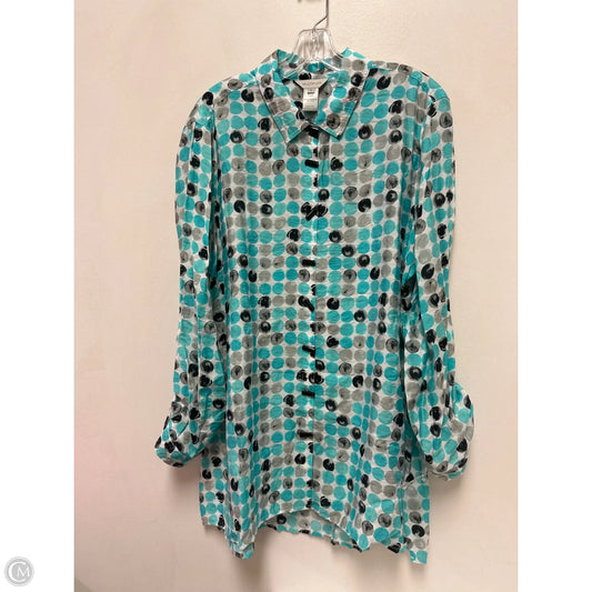Blouse Long Sleeve By Multiples In Blue, Size: Xl