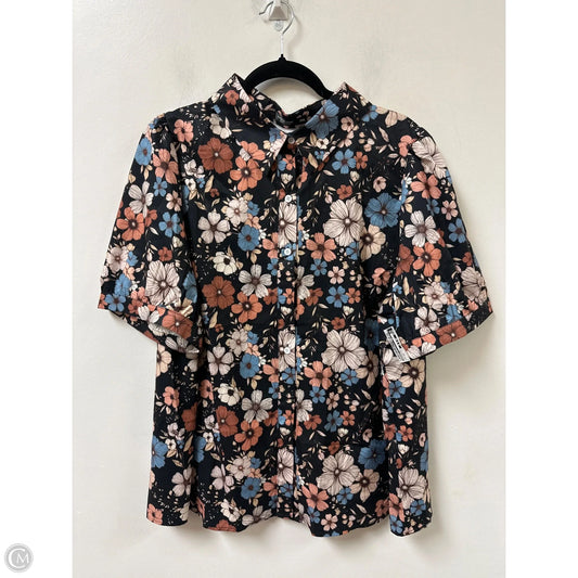 Blouse Short Sleeve By Shein In Floral Print, Size: 3x